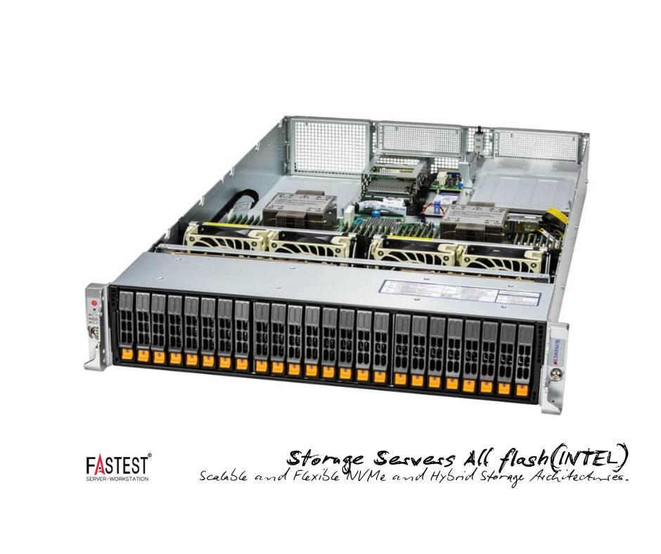 Máy chủ lưu trữ tốc độ cao với CPU INTEL (All-Flash 24 NVMe slots – chuẩn hạ tầng dữ liệu & AI)